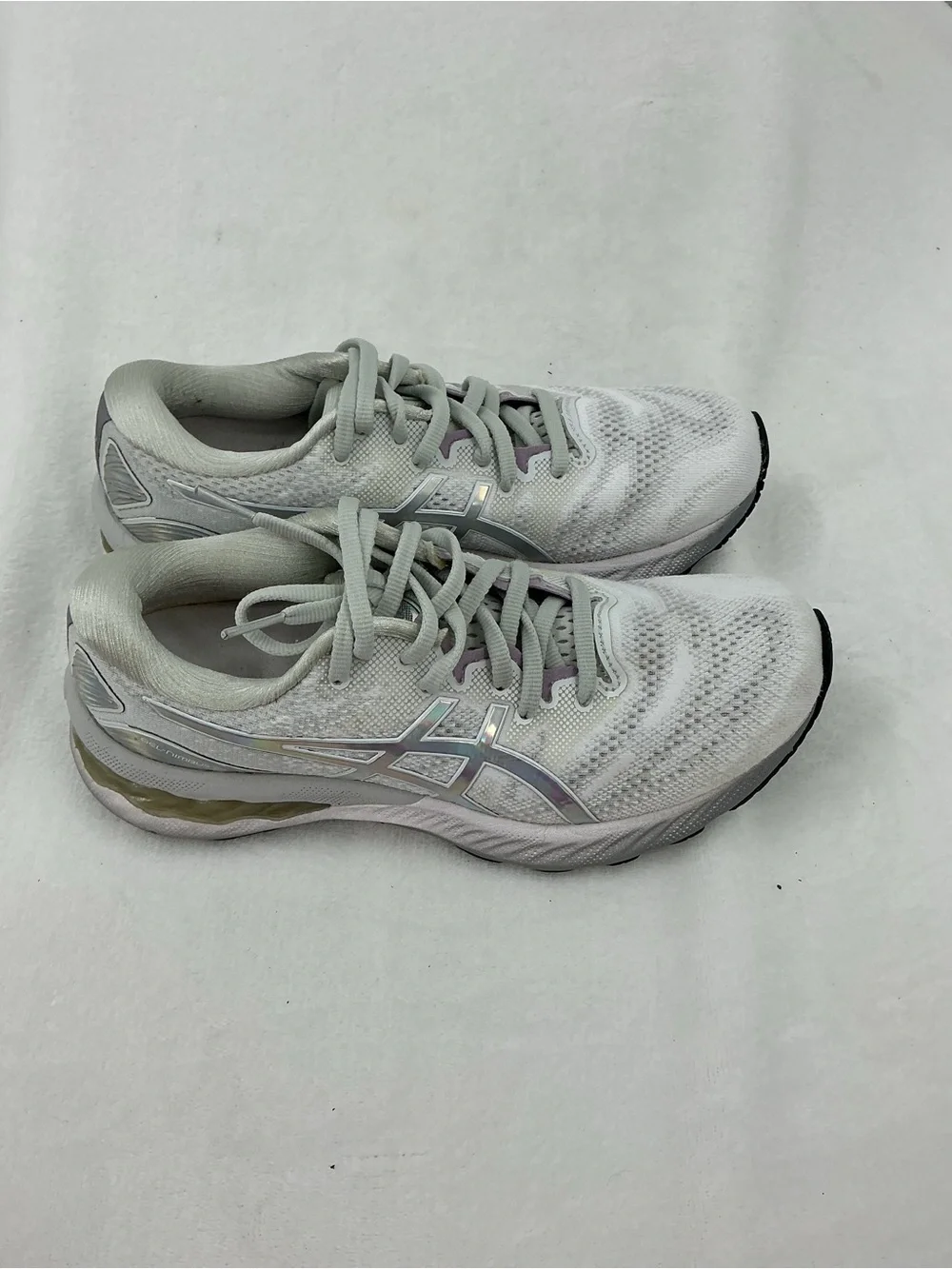 ASICS Light Gray and Lavender Mesh Running Shoes B 45